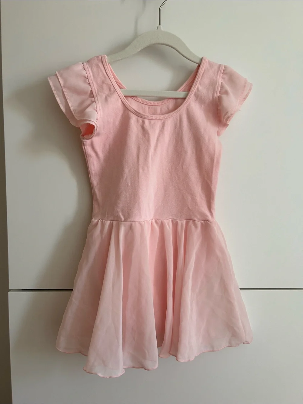 Girls Pink Chiffon Skirt Ballet Dance Dress - Size 130 (7/8)